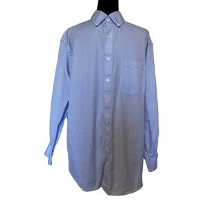 Charles Tyrwhitt Custom Blue and White Pinpoint Oxford Dress Shirt Size Large